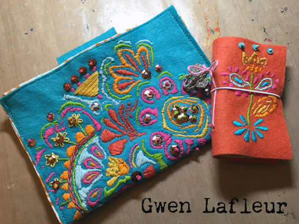 Embroidered Pouch and Needle Book with Stencils - Gwen Lafleur