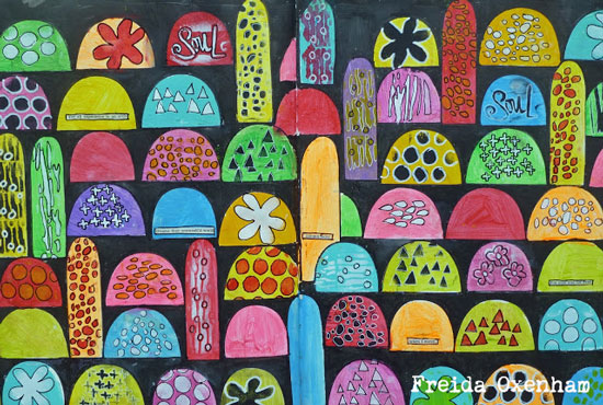 Colorful Arches Art Journal Page - Freida Oxenham