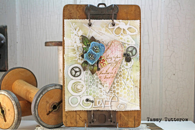 Fabric Art Journaling with Stencils Tutorial by Tammy Tutterow