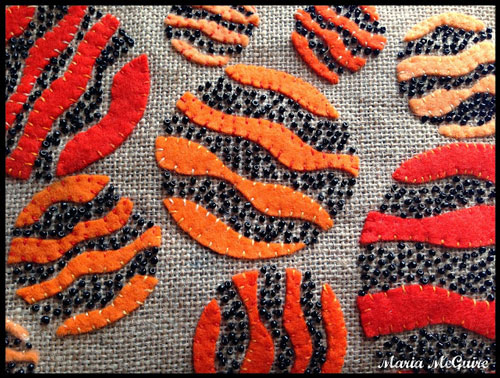 Stenciled Circles with Felt and Beads - Maria McGuire