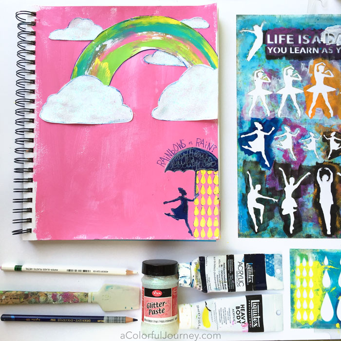 Jun2016 StencilClub - Rainbow Art Journaling - Carolyn Dube