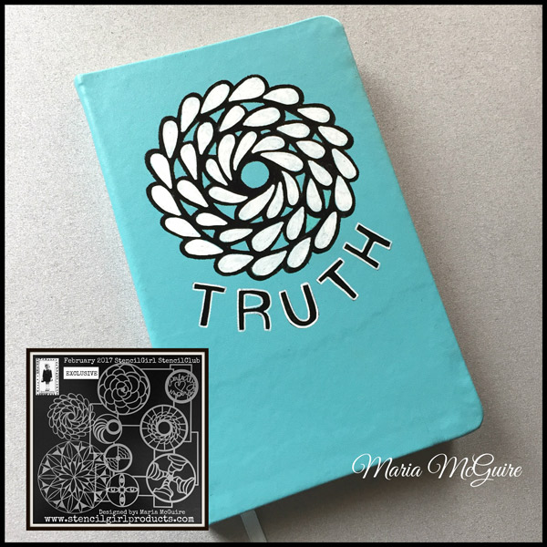 Feb2017 StencilClub - Stenciled Notebook Cover - Maria McGuire