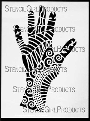 Tangled Tribal Hand Large Stencil Lizzie Mayne