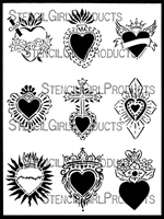 Sacred Hearts ATC Mixup Stencil by Laurie Mika