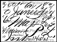 Vintage Ledger Script Large Stencil by Jennifer Evans