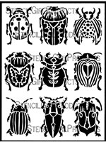 ATC Mixup Scarab Beetles Stencil by Margaret Peot