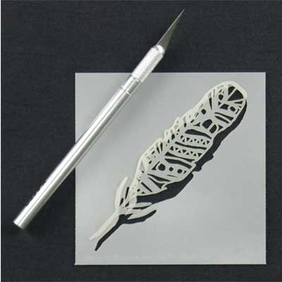 Imaginary Bird Feather Stencil by Rae Missigman