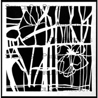 Abstract Botanical Grid Stencil by Jennifer Evans