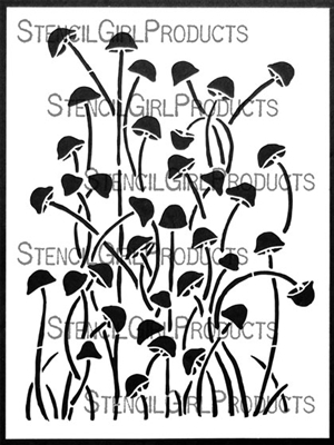 Tall Skinny Mushrooms Stencil by Debi Adams