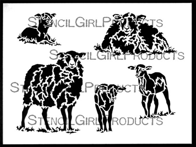 Lambs & Ewes Stencil by Lanie Frick