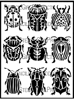 ATC Mixup Scarab Beetles Stencil by Margaret Peot