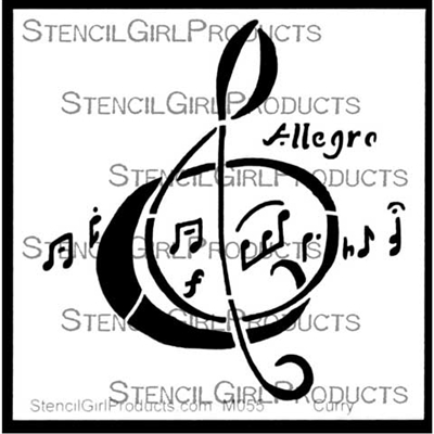 Allegro Clef Mini Stencil by Nancy Curry