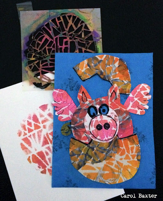 Mar2016 StencilClub - Stenciled Handmade Card - Carol Baxter