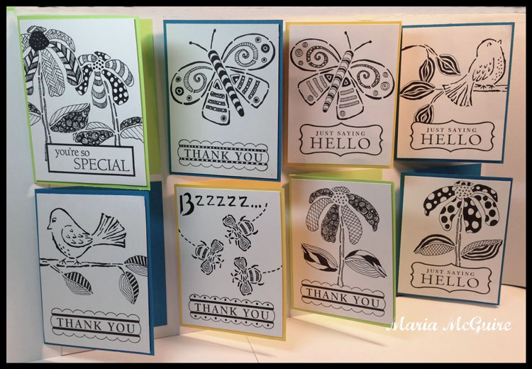 May 2014 StencilClub - Doodled Cards - Maria McGuire