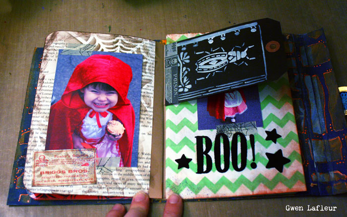 Stenciled Mixed Media Halloween Scrapbook Tutorial - Gwen Lafleur