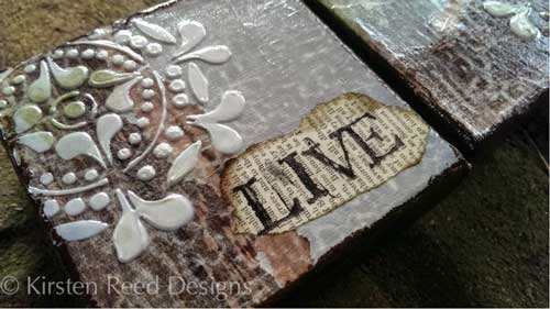Stenciled Mixed Media Canvas Trio by Kirsten Reed