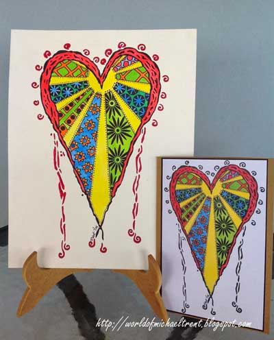 Doodled Stenciled Heart Cards - Michael Trent