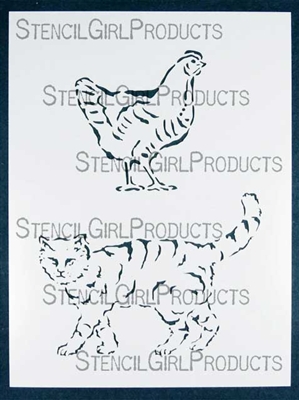 Chicken Cat Stencil by Judy Wise