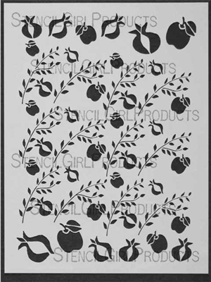 Apple Pomegranate Stencil by Jessica Sporn