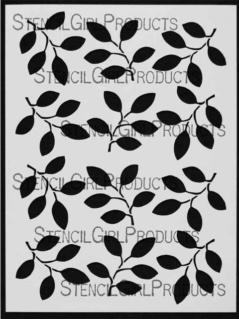 Swirly Leaves Plaque Leaf Stencil - 9 x 3 - STCL463 - by