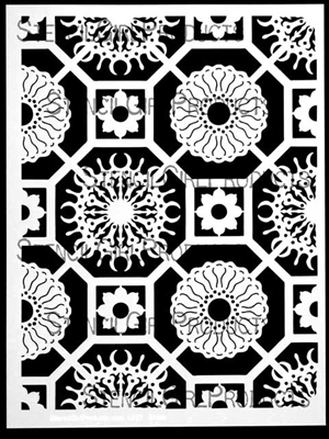 Flower Tiles Stencil by Mary Beth Shaw