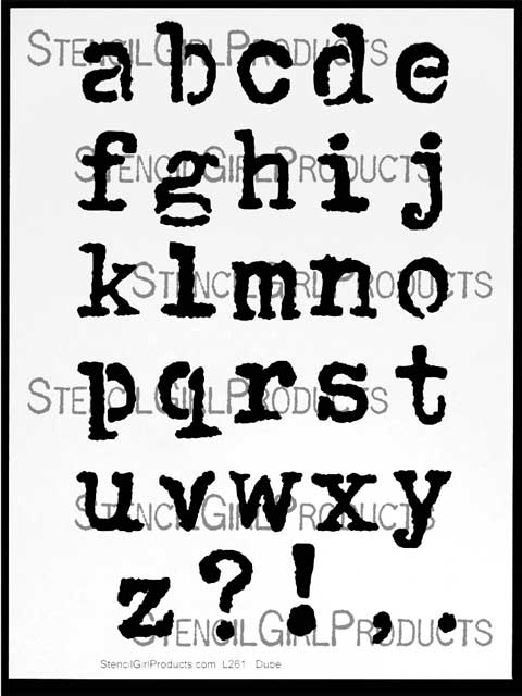 Vintage Typewriter Lower Case Alphabet Stencil