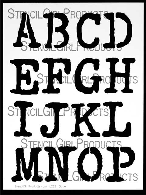 Vintage Typewriter Alphabet Letters A-P Stencil, Carolyn Dube