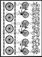 Bicycle Borders Stencil by Pippin Schupbach