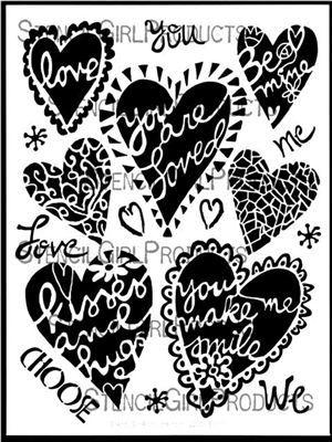 Seven Hearts Stencil by Jessica Sporn
