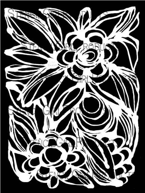 Abstract Floral Stencil Boho Flower Spring Stencils For Textured Mixed  Media Art