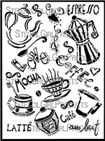 Coffee Mugs and Love Stencil by Jessica Sporn
