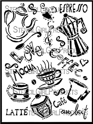Coffee Mugs and Love Stencil by Jessica Sporn