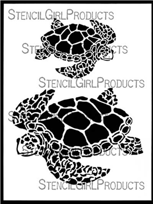 Majestic Sea Turtles Stencil by June Pfaff Daley