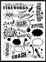 Fireworks Words Stencil by June Pfaff Daley