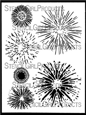 Firework Blasts Stencil by June Pfaff Daley