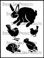Birds & Bunnies Stencil by Margaret Peot