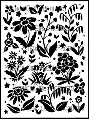 Scattered Flowers Background Stencil by Margaret Peot