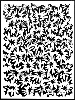 Woodcut Blossoms Background Inverted Stencil by Margaret Peot