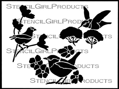 Hummingbird and Friends Stencil by Cynthia Silveri