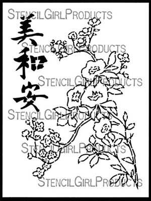 Chinese Garden Plum Blossoms Stencil by Gwen Lafleur