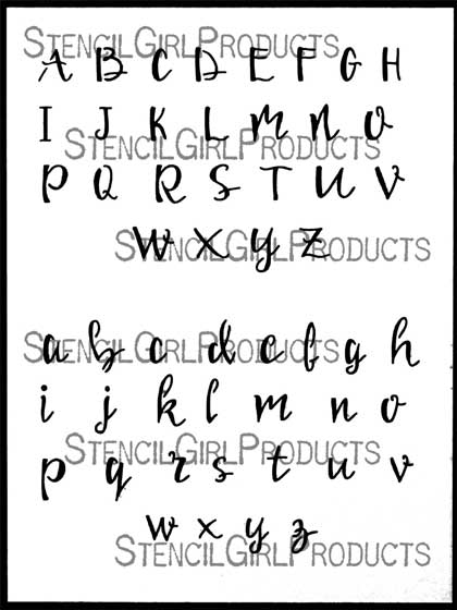 Brush Alphabet Stencil, Trena Brannon