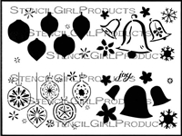 Bells and Ornaments Greeting Card Set Stencil by Jennifer Evans