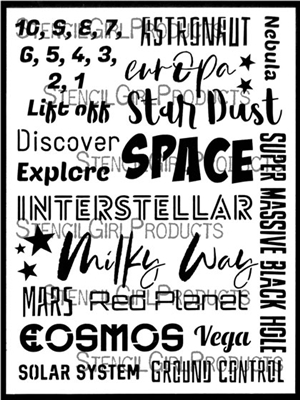 Space Words Stencil by Cat Kerr