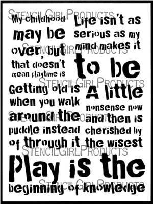 It's Time to Play Stencil by Carolyn Dube