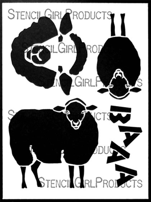 Whimsy Ewes Stencil by Lanie Frick