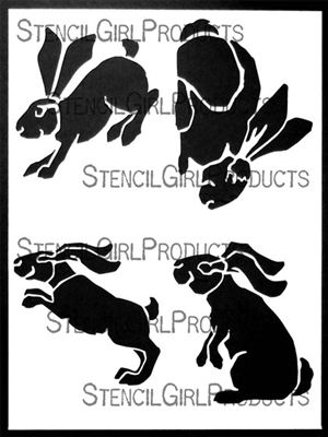 Four Bunnies in Motion Stencil by Lanie Frick