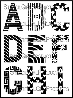 ATC Mixup Alphabet Pattern Stencil A through I by Ann Barnes