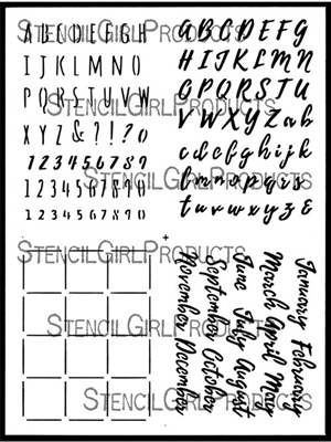 Script Sans Serif Planner Alphabet + Grid Stencil by Valerie Sjodin