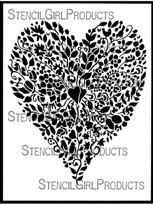 Floral Heart Stencil by Margaret Peot