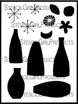 Retro Vases and Blooms Stencil by Lucie Duclos